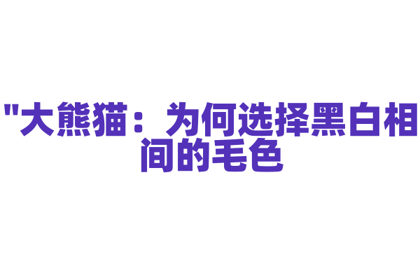 "大熊猫：为何选择黑白相间的毛色？"